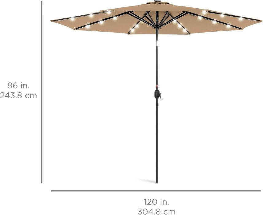 10 Ft Solar LED Patio Umbrella With Tilt Adjustment And UV Resistant F — ShipItFurniture 10 Ft Solar LED Patio Umbrella With Tilt Adjustment And UV Resistant F — ShipItFurniture