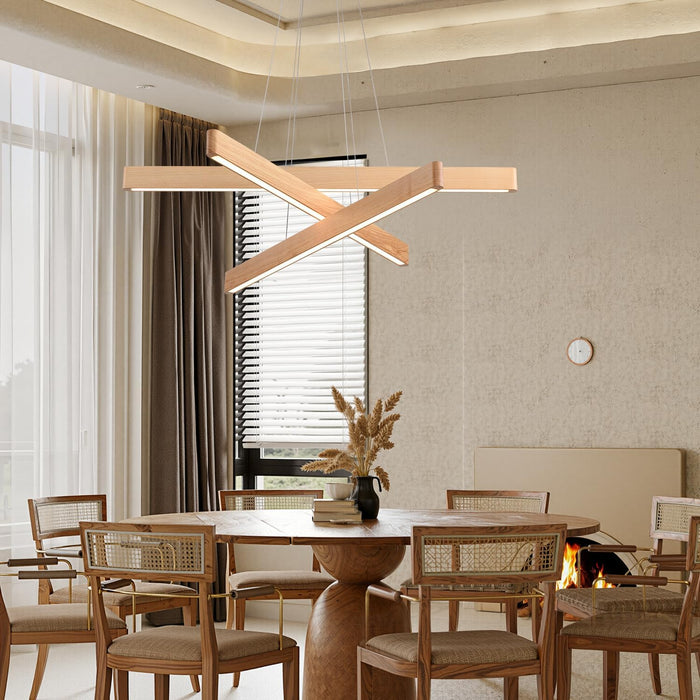 Handcrafted Premium Solid Ash Wood ThreeLight Pendant