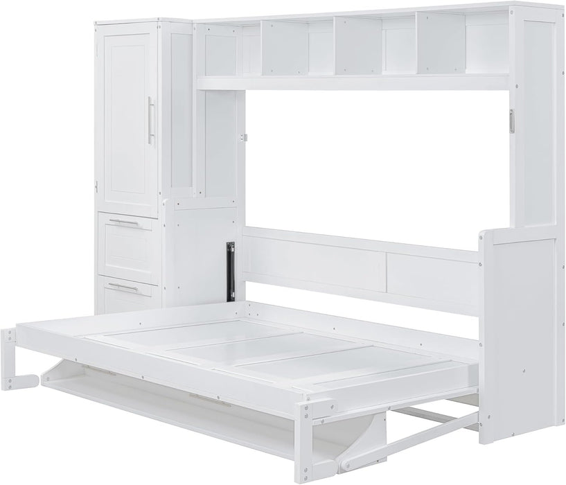 Queen Murphy Wall Bed With Integrated ClosetDrawers