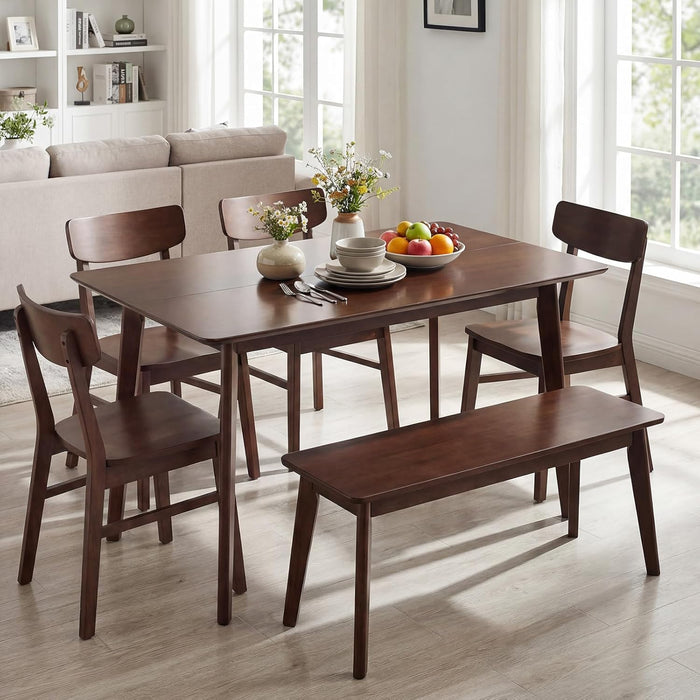 47Inch Walnut Rubber Wood Dining Table Rectangular
