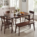 47Inch Walnut Rubber Wood Dining Table Rectangular