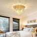 Compact Crystal Chandelier French Gold Ceiling Fixture