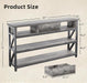 47 Inch Console Sofa Table with Drawer, Industrial Entryway Table with Storage Shelves, Storage Organizer for Hallway Living Room Couch Foyer Kitchen Counter, Grey Oak