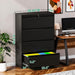 4 Drawer File Cabinet,Metal Lateral Filing Cabinet with Lock,Home Office Storage Organizer Cabinet for Legal/Letter/A4/F4 Size Files,35.5" W,Black