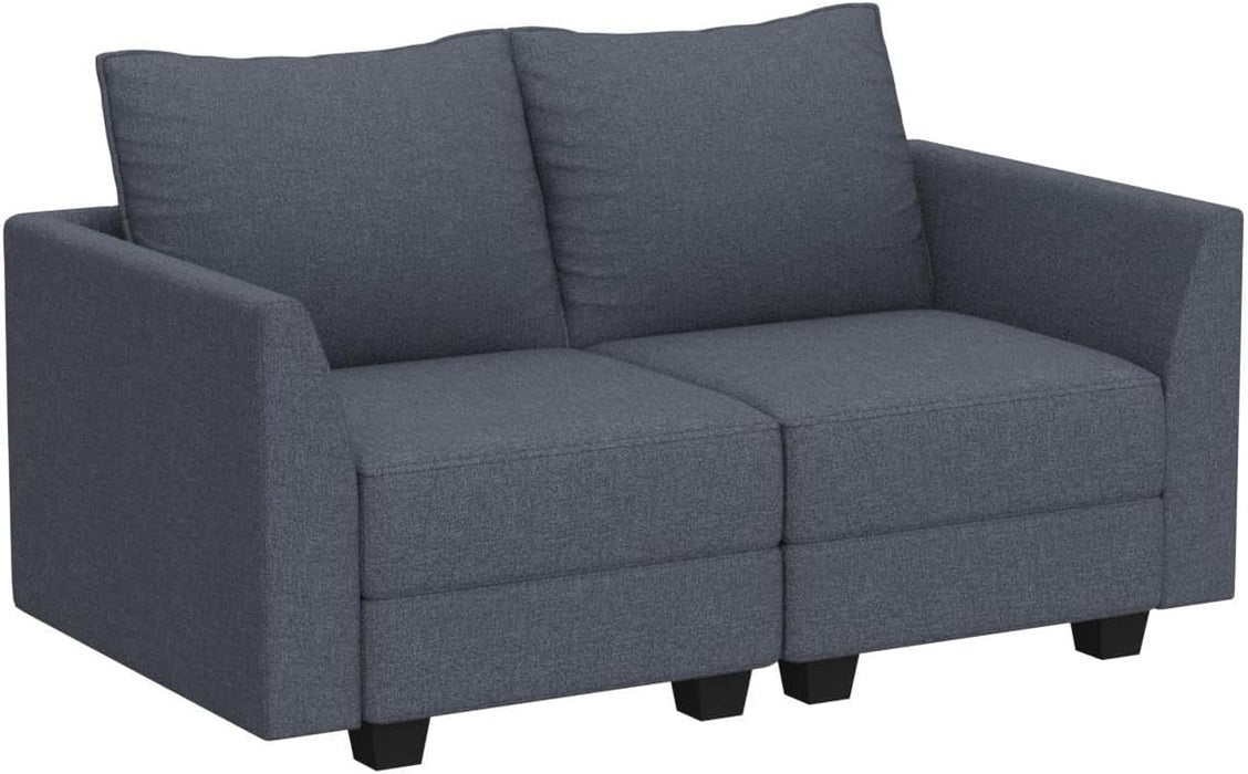 Modern Loveseat Polyester Fabric Loveseat Sofa for Small Space Modular Sofa with Storage Seat, Bluish Grey