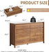 Walnut Dresser for Bedroom，55" Wide Mid Century Chest of Drawers with 8 Large Storage Space and 4 Solid Wood Cylindrical Legs,8 Drawer Large Dresser for Bedroom