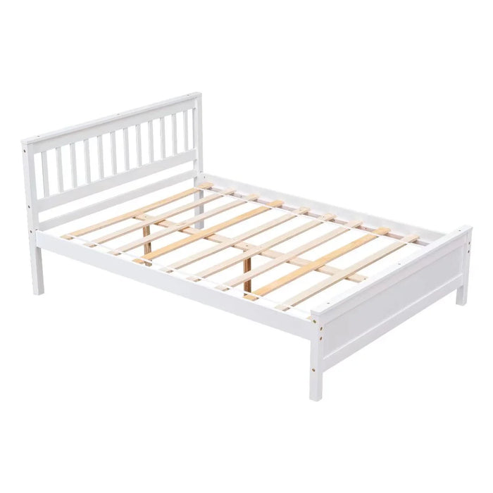 2-Pieces Bedroom Furniture Sets, Full Size Platform Bed Frame with Headboard and Footboard, Nightstand with Storage Drawer, Wooden Bedroom Sets for Kids Teens Adults, White