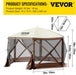 Pop up Gazebo Screen Tent 12 X 12 Ft, 6-Sided Camping Gazebo Instant Canopy Sun Shelter with 6 Removable Privacy Wind Cloths, Mosquito Netting, 300D Oxford Cloth for Patio, Backyard, Lawn