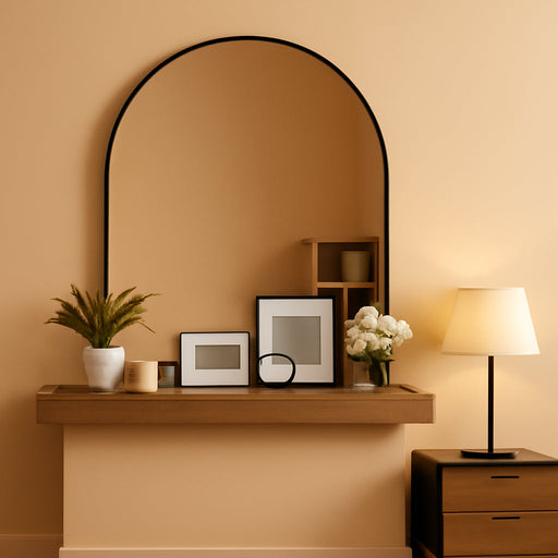 Arched Wall Mirror, 42"X42" Black Arched Mirror for Entryway Table