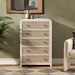 5 Drawer Tall Dresser for Bedroom, 47'' Rattan Dresser with Ample Storage, Boho Chest of Drawers, Thickened Curved Profile Design, Oak Dressers for Bedroom, Living Room