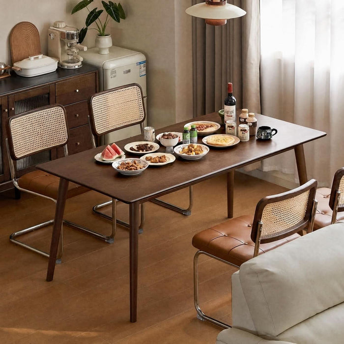 63’’ Solid Wood Dining Table for 4-6, Rectangular Farmhouse Kitchen Table