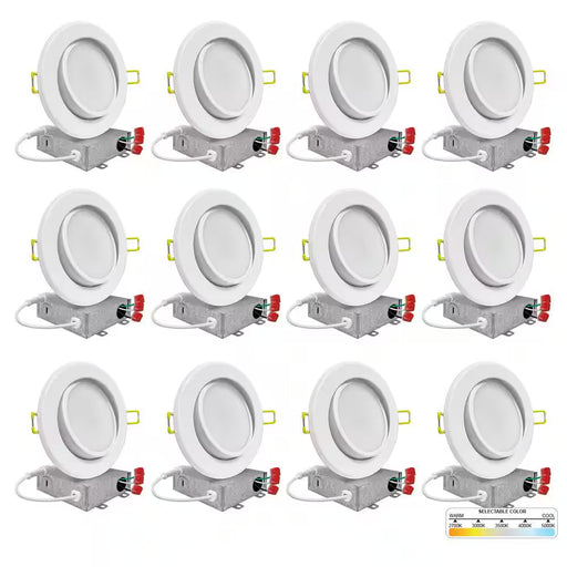 6 In. LED White Adjustable Ultra Slim Canless Integrated LED Recessed Light Kit 5 CCT 2700K to 5000K Dimmable (12-Pack)