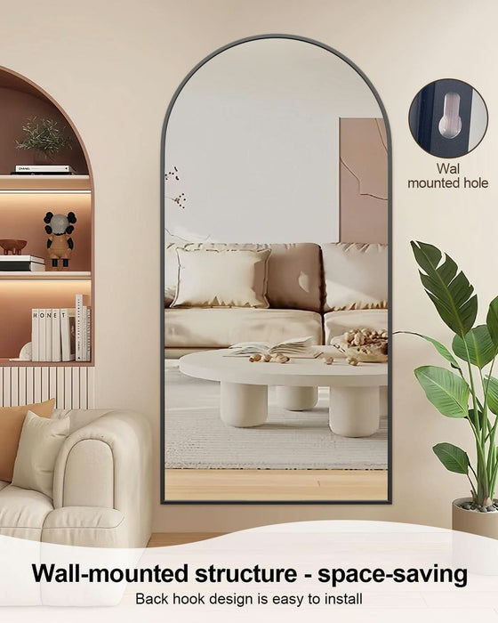 71"X32"Floor Mirror Full Length,Arched Full Length Mirror with Stand,Full Body Mirror,Hanging or Large Leaning for Bedroom Living Room Black