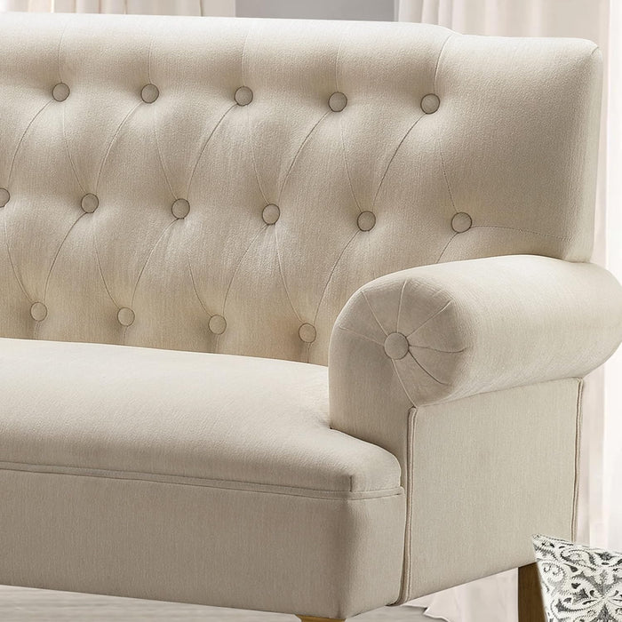 Modern Beige Velvet Loveseat