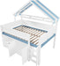 WhiteBlue Full Size Loft Bed WithIntegratedStorage