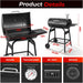 Upgraded Barrel Charcoal Grill with 2 Sides Table, BBQ Grill Outdoor Smoker with Wheels for Party Garden Patio and Backyard Cooking 39''D × 24''W × 46''H (Upgraded Grill W/Side Table)