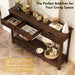 Fluted Wood Console Table with 3 Drawers, Boho Narrow behind Couch Entryway Table with Open Storage Shelf, Modern Sofa Table for Living Room, Foyer and Hallway (Dark Walnut)