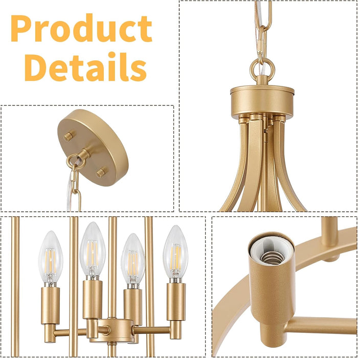 Gold Multilayered Cage Chandelier For Elevated Ceilings