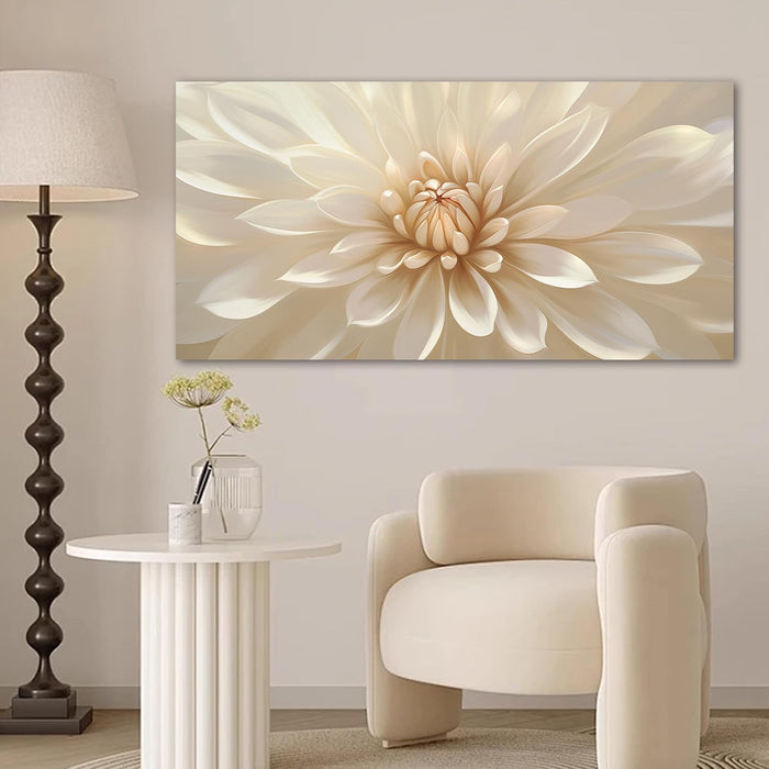Large Floral Canvas Wall Art for Living Room Modern White Gold Flower Botanical Landscape Artwork for Teen Girl’S Room Bedroom Office Kitchen 20X40 Inch