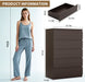 Modern 5 Drawer Dresser for Bedroom, 15" D X 23.7" W X 40.4" H in Simply Chest of Drawers (Brown)