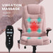 6 Point Vibrating Massage Office Chair with Heat, Velvet High Back Executive Office Chair with Reclining Backrest, Padded Armrests and Remote, Pink