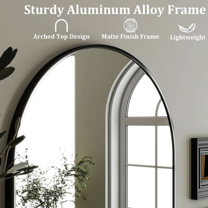 Arched Wall Mirror 24"X36" – Black Metal Frame Vanity Mirrors for Bedroom, Entryway, Living Room Decor
