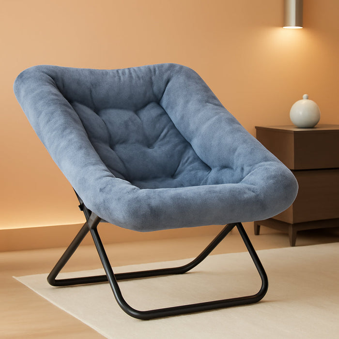 Comfy Chair for Adults, Soft Faux Fur Folding Lounge for Bedroom Living Room Dorm Rooms Flexible Reading Chair for Teens, Large Size Foldable (Square-Gray)