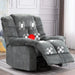 Massage Swivel Rocker Recliner Chair with Heat and Vibration, 360 Degree Swivel Manual Recliners Fabric Sofa Heavy Duty Reclining Chair for Living Room, Gray