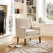 Beige Chenille Upholstered Wingback Chair With Wood