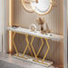 70.9 Inch Extra Long Sofa Table， White and Gold Console Table with Faux Marble Tabletop, Modern Long Entryway Table with Gold Frame