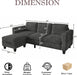 Couch for Living Room - Small Space Couches Sectional L-Shaped Sofa, 3 Seat Modern Couch, Sofas Convertible with Storage Ottoman for Small Space, Bedroom, Offices and Apartments - Grey