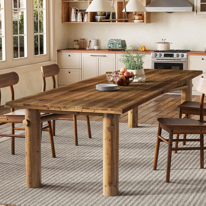 Solid Wood Dining Table for 6, 63-Inch Wooden Kitchen Table | Farmhouse Dining Room Table with with Strong Legs, Rectangle Dinner Table for Living Room, Kitchen, Rustic Brown