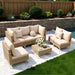 Boho Outdoor Patio Furniture Set with Non-Slip Cushions - 7 Piece