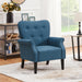 Modern Armchair, Mid Century Accent Chair with Sturdy Wood Legs and High Back for Small Space, Upholstered Fabric Sofa Club Chair for Living Room/Bedroom/Office, Navy Blue