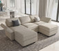 Modular Sectional Sofa U-Shaped, Velvet, Grey