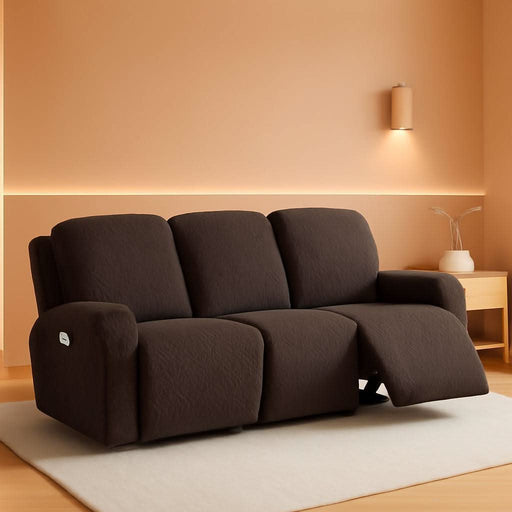 Recliner Sofa Covers Recliner Chair Covers Couch Covers for Reclining Couches with Pockets Washable Furniture Protector with Elastic Bottom (3 Seater, Chocolate)