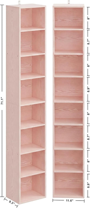 Tall Narrow Floorstanding Bookshelf With Eight Shelves
