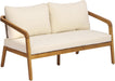 Kai 4 Piece Patio Furniture Set with Slatted Coffee Table, Outdoor Sofa Set with PE Wicker Backrest & Cushions, Acacia Wood Conversation Set for Backyard,Cream+Light Brown+Teak