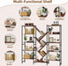 Triple 5 Tier Bookcase, 17 Open Display Shelves Industrial Bookshelf