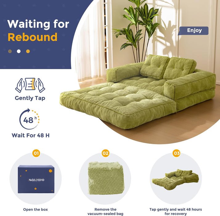 Foldable L Shaped Sleeper Sofa EmeraldGreen Deluxe