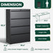 4 Drawer Lateral File Cabinet, Metal Filing Cabinet for Home Office, Black