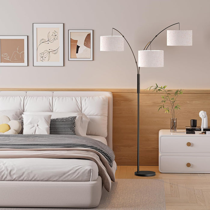 27W Floor Lamps for Living Room - Super Bright Dimmable Tree Floor Lamp, Modern Standing Lamp with Remote & Touch Control, 3 Lights Tall Lamp for Living Room Corner, Bedroom, Office
