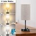 Table Lamp for Bedroom Set of 2, Bedside Small Lamps with 3 Way Dimmable Rocker Switch and AC Outlet, Nightstand Desk Lamp with Flaxen Fabric Shade Black Base for Living Room Home Decor Lights