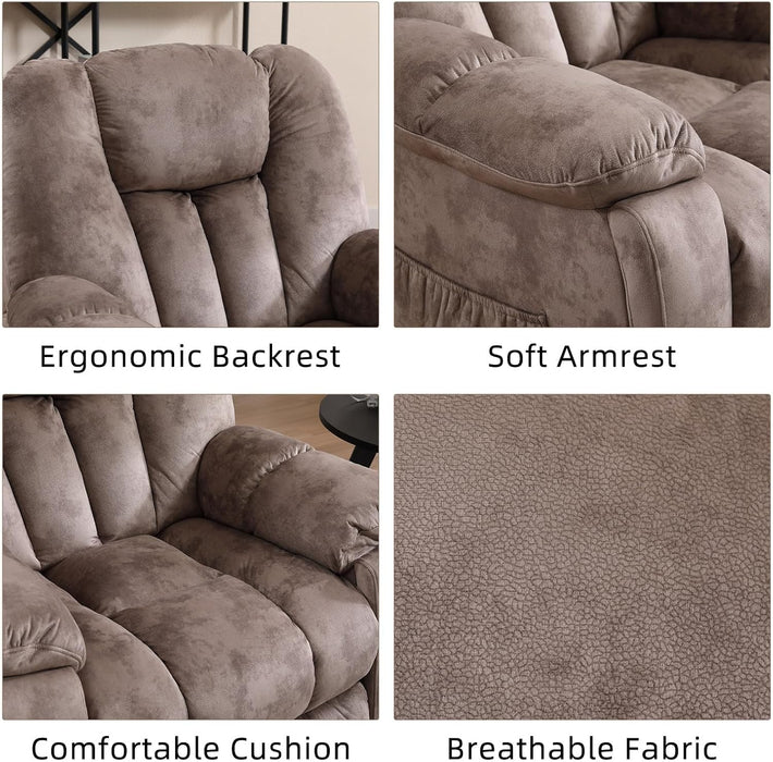 Loveseat Recliner Sofa for Living Room, Extra Wide Modern Overstuffed 2 Seat Reclining Manual Sofa Chair, Daul Recliner with Hidden Armrest Cup Holders, Breathable Fabric, Light Brown(Loveseat)
