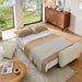 Cream Chenille Sleeper Sofa Bed With ExpandedStorage