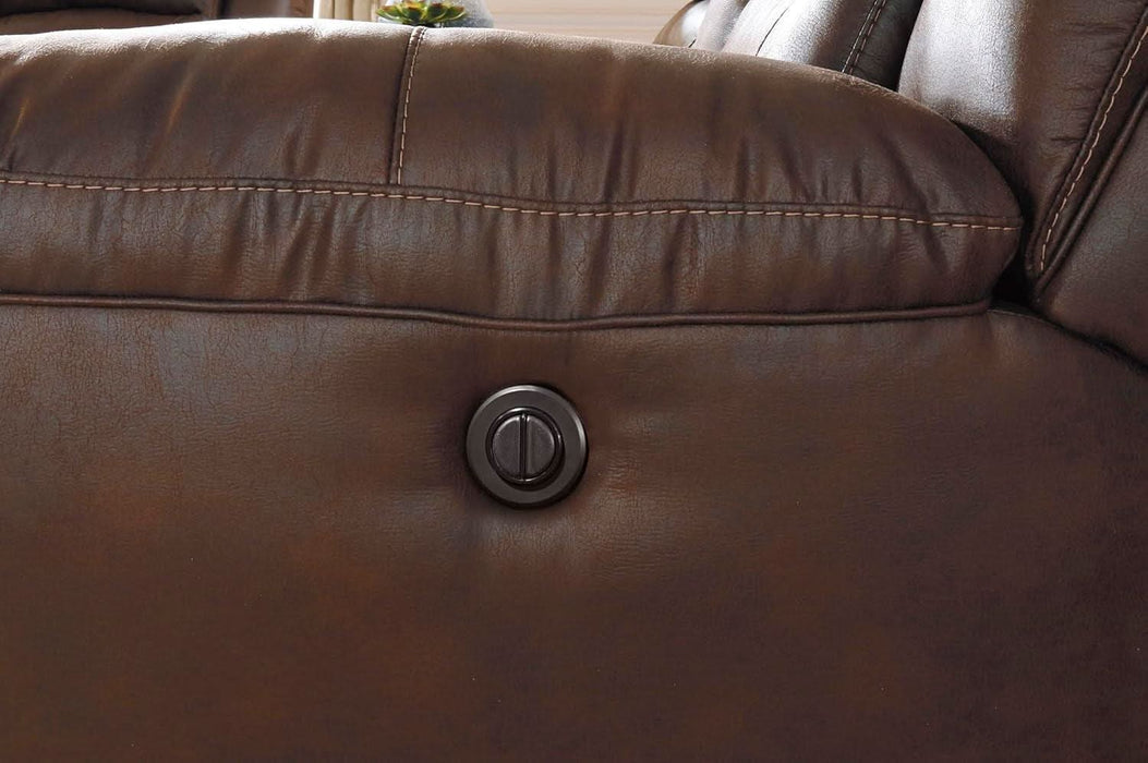 Stoneland Faux Leather Manual Pull Tab Reclining Sofa, Dark Brown