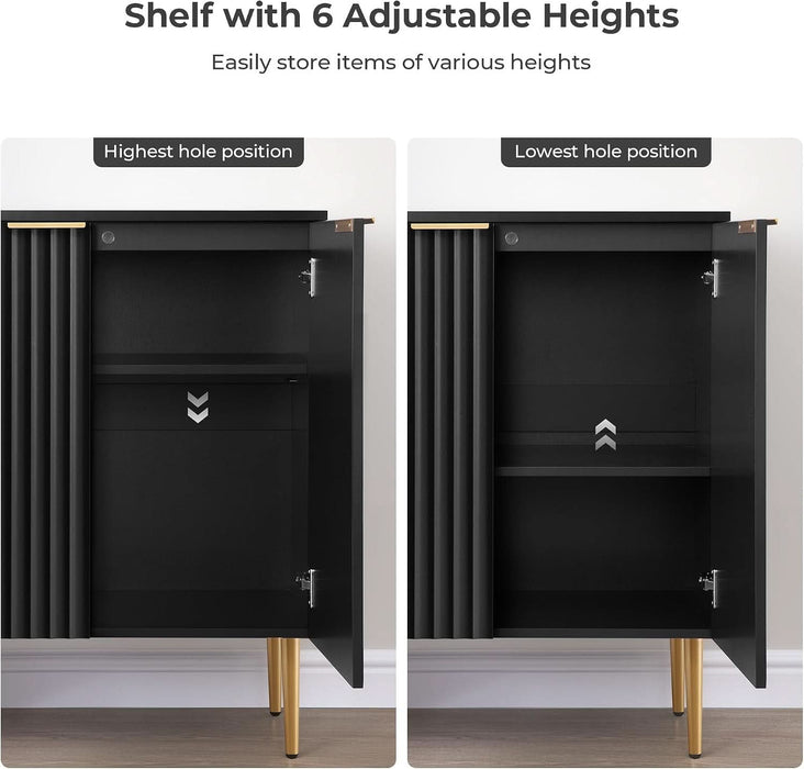 57"W Modern Sideboard Buffet Cabinet with Adjustable Shelves, Black
