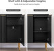 57"W Modern Sideboard Buffet Cabinet with Adjustable Shelves, Black
