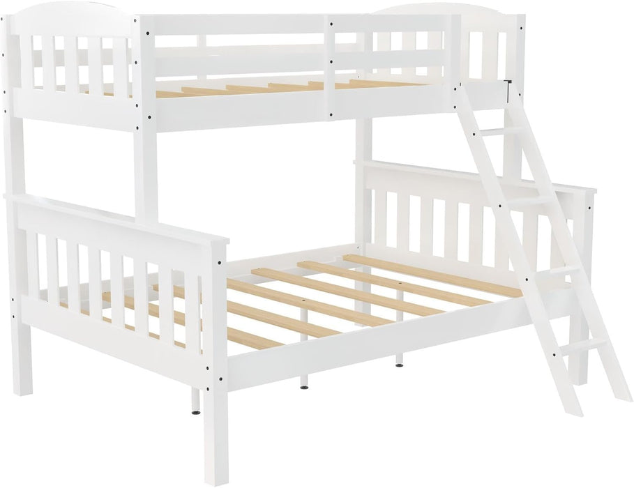 Airlie Twin over Full Bunk Bed, White, Wood Construction, Converts to Twin/Full, 4-Step Ladder, Guard Rails
