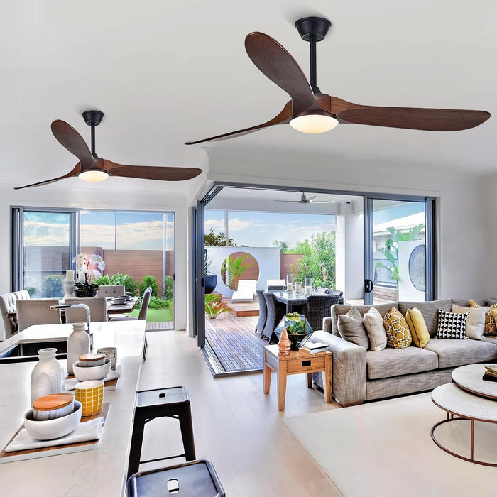 Farmhouse Outdoor Ceiling Fan With Solid Wood Blades